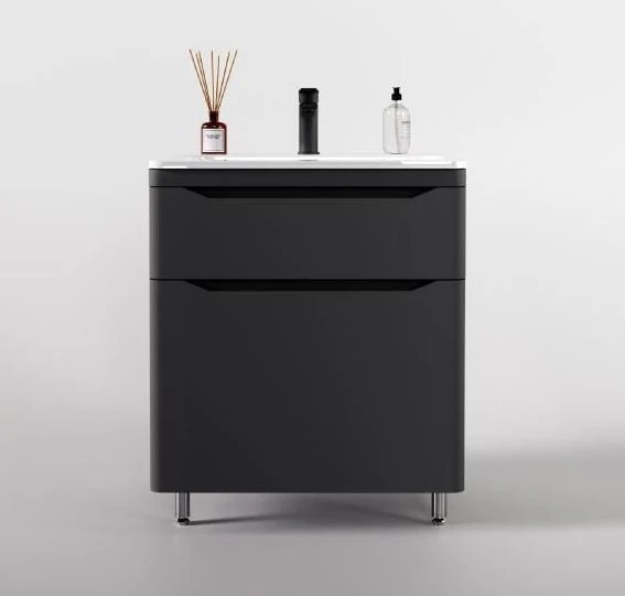 Тумба с раковиной Style Line Марелла Люкс 70 напольная серая матовая