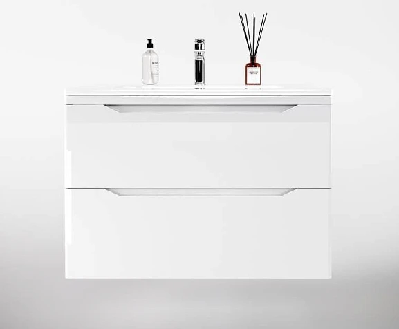 Тумба с раковиной Style Line Марелла Люкс 80 подвесная белый глянец