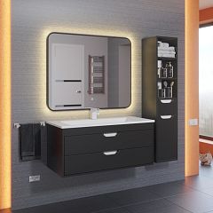 Зеркало Uperwood Modul 60*80 сенсорная кнопка, антизапотевание, черное, теплая подсветка