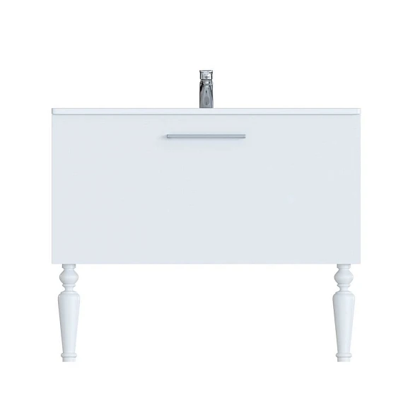 Тумба с раковиной SanVit Эмми 90 белый глянец/на выбор, цвет ручки никель/на выбор