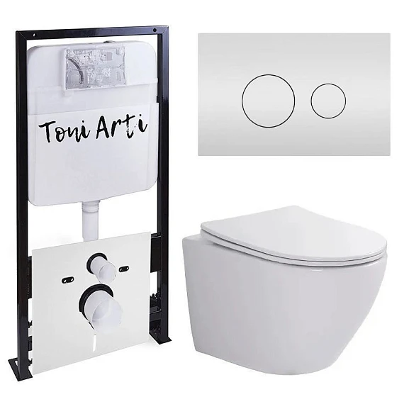 Комплект инсталляции Toni Arti Russi, клавиша смыва Baglio белый глянец
