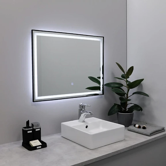 Зеркало Fixsen FX-2100B 100*80 с led-подсветкой черное
