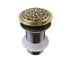 Донный клапан для раковины Bronze DE Luxe 21989/1 clik-clak без перелива бронза орнамент Донный клапан для раковины Bronze DE Luxe 21989/1 clik-clak без перелива бронза орнамент