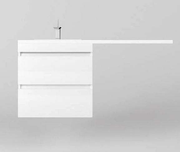 Тумба с раковиной Style Line Даллас Леон 120 L подвесная белый глянец под стиральную машину