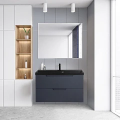 Комплект мебели BelBagno Vittoria 100 Grigio Opaco (с черной раковиной)