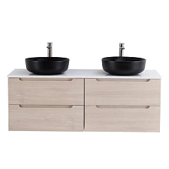 Тумба с раковиной BelBagno Etna 140 со столешницей Rovere Grigio (черные раковины) Тумба с раковиной BelBagno Etna 140 со столешницей Rovere Grigio (черные раковины)
