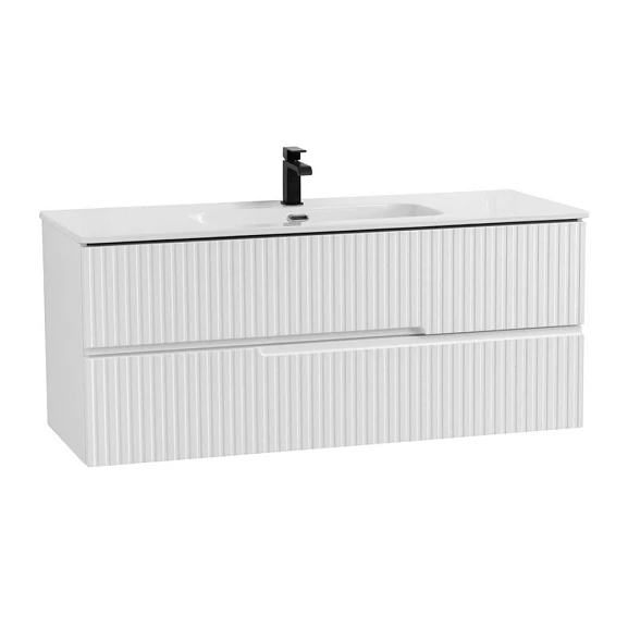 Тумба с раковиной Cezares DUET-N 120 Bianco Lucido с двумя ящиками (раковина CZR-8095-120)