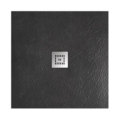 Душевой поддон BelBagno Uno TRAY-MR-UNO-A-90-35-NERO-CR 90*90*3,5 черный матовый с сифоном и декоративной накладкой Душевой поддон BelBagno Uno TRAY-MR-UNO-A-90-35-NERO-CR 90*90*3,5 черный матовый с сифоном и декоративной накладкой