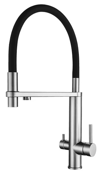 Смеситель Knotlor Infinity SS-15 для кухни с функцией подключения фильтра матовая сатин/черный