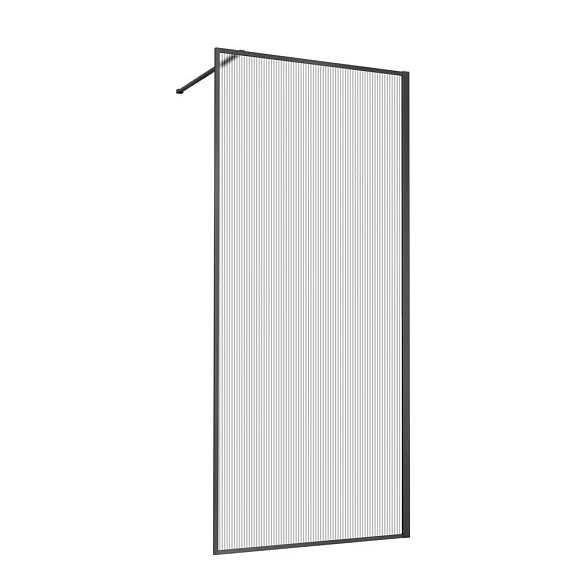 Душевая перегородка Vincea Walk-In 90*200 стекло рифленое профиль вороненая сталь без поддона