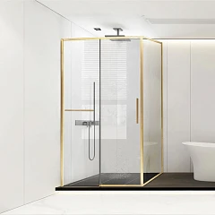 Душевой уголок Vincea Slim Soft 130*90*200 с доводчиком профиль брашированное золото L/R без поддона Душевой уголок Vincea Slim Soft 130*90*200 с доводчиком профиль брашированное золото L/R без поддона