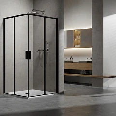 Душевой уголок Slim 8mm Vincea 100*90*200 профиль черный матовый без поддона Душевой уголок Slim 8mm Vincea 100*90*200 профиль черный матовый без поддона