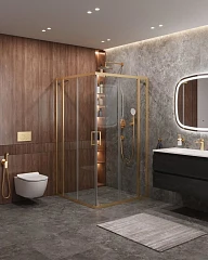 Душевой уголок Cezares Molveno MOLVENO-A-22-100+20-C-BORO-IV 120*120*195 профиль брашированное золото без поддона