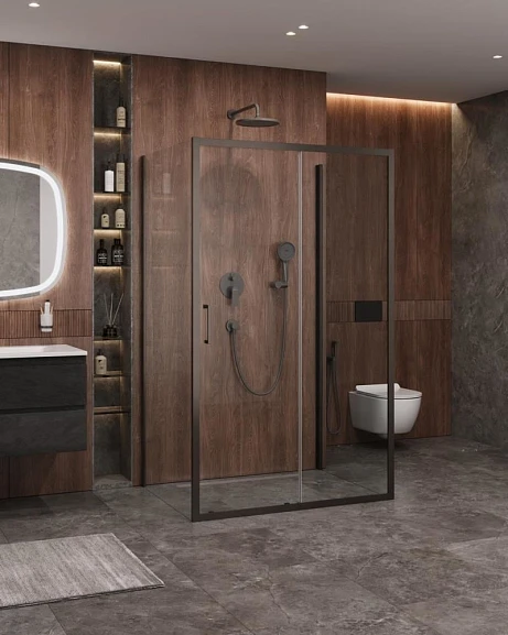 Душевой уголок Cezares Molveno MOLVENO-AH-12-140/90-C-GM-IV 140*90*195 профиль оружейная сталь без поддона