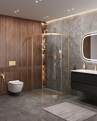 Душевой уголок Cezares Molveno MOLVENO-RH-1-120/90-C-BORO-IV 120*90*195 профиль брашированное золото без поддона