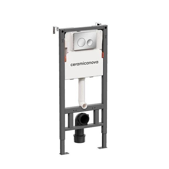 Система инсталляции для унитазов Ceramicanova Balance с кнопкой смыва Circle, хром глянцевый, с креплениями