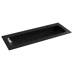 Встраиваемая раковина Ceramicanova Grace 121*45,7 с двумя отверстиями под смеситель черная матовая
