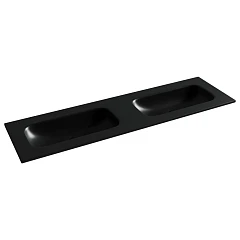 Встраиваемая раковина Ceramicanova Grace 161*45,7 с двумя чашами без отверстий под смеситель черная матовая