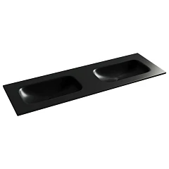Встраиваемая раковина Ceramicanova Grace 141*45,7 с двумя чашами без отверстий под смеситель черная матовая