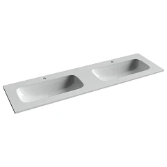 Встраиваемая раковина Ceramicanova Grace 161*45,7 с двумя чашами и отверстиями под смеситель белый глянец