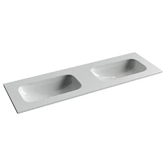 Встраиваемая раковина Ceramicanova Grace 141*45,7 с двумя чашами без отверстий под смеситель белый глянец