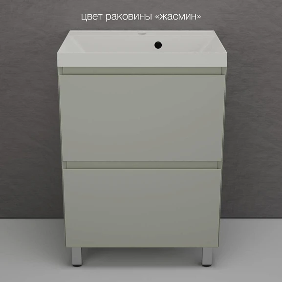 Тумба с раковиной Style Line Манхэттен 60 напольная олива (раковина Asti 60*45 жасмин)