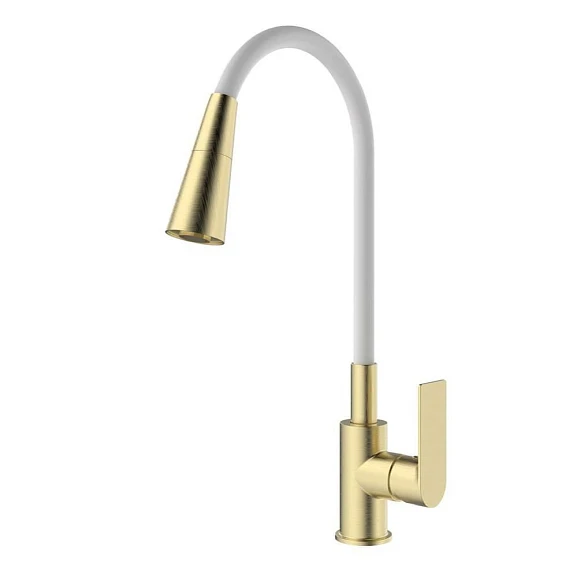 Смеситель Splenka S05.43.03 для кухни с гибким изливом золотой сатин