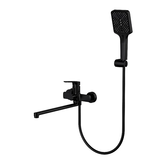 Смеситель Splenka S06.22.06 универсальный с душевыми аксессуарами черный матовый