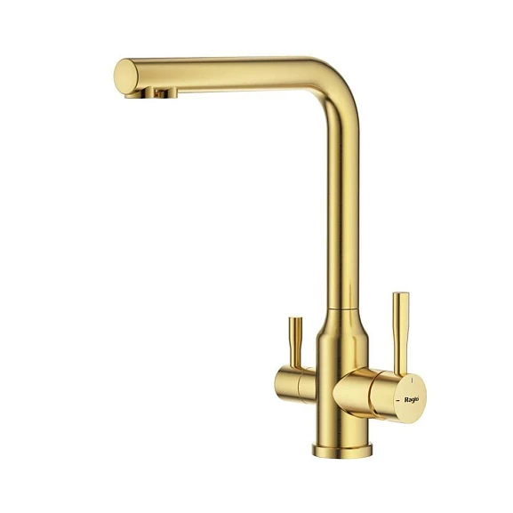 Смеситель Raglo R81.61.03 для кухни с функцией подключения фильтра золотой сатин