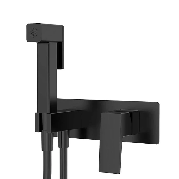 Гигиенический душ со смесителем Splenka S01.52.06 скрытый монтаж черный матовый