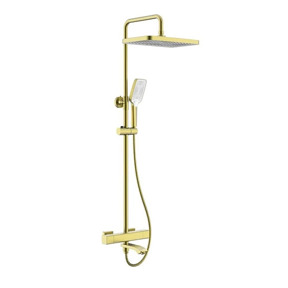 Душевая стойка Raglo R01.26.03 с термостатом и изливом золотой сатин