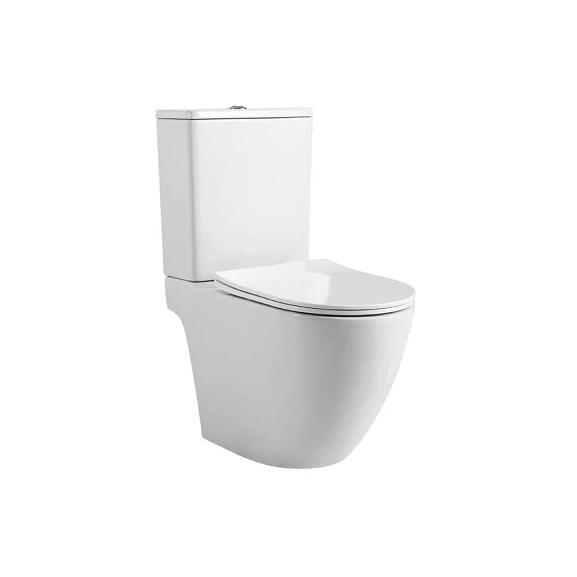 Унитаз-компакт Aquatek Европа AQ2903T-00 38,5*63 безободковый с крышкой-сиденьем микролифт Slim, смыв Торнадо (воронка-водоворот) 