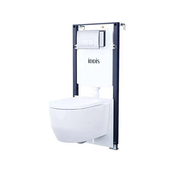 Комплект инсталляции Iddis Basic клавиша смыва глянцевый хром OPH10G0i77 унитаз AIGRDSEi25