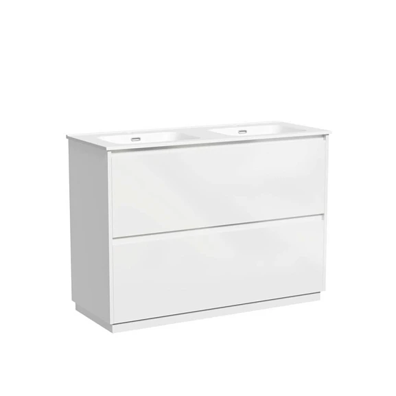 Тумба под раковину Sancos Libra 120 напольная белый глянец для двойной раковины