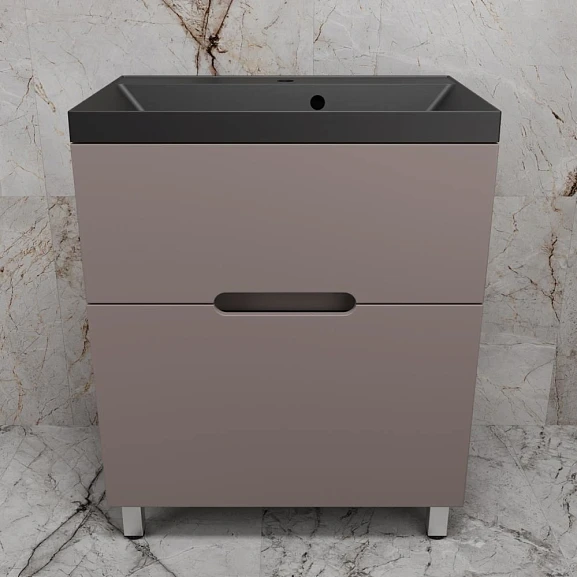Тумба с раковиной Style Line Матис 70 напольная тауп темный (раковина Asti 70*45 антрацит)