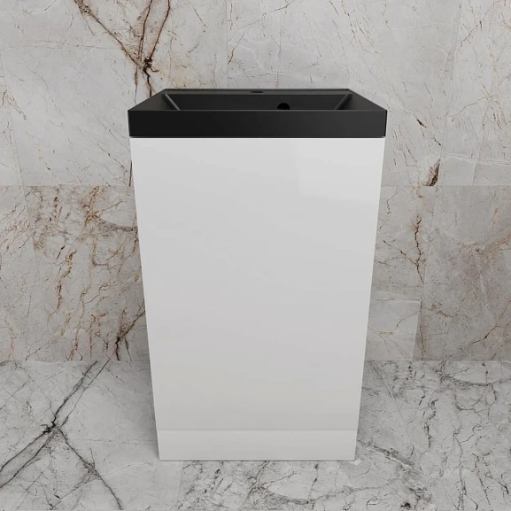 Тумба с раковиной Style Line Моно 50 L/R белый глянец (раковина Asti 50*45 антрацит)