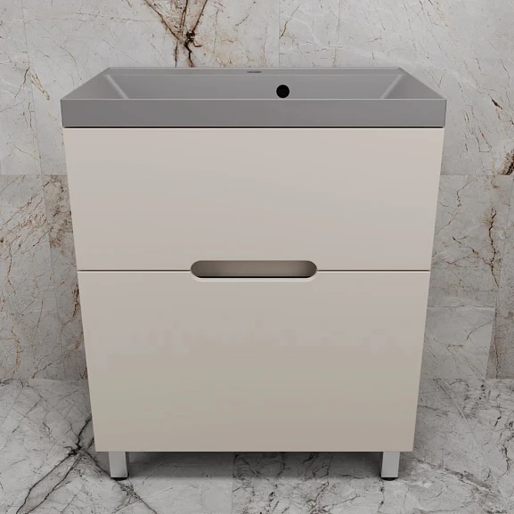Тумба с раковиной Style Line Матис 70 напольная крем (раковина Asti 70*45 серый шелк)