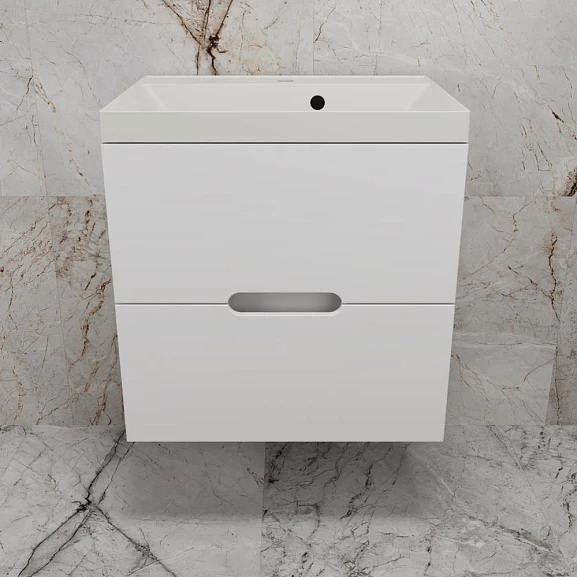 Тумба с раковиной Style Line Матис 60 белая матовая (раковина Asti 60*45 жасмин)