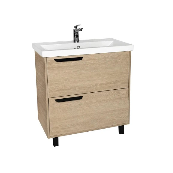 Тумба с раковиной Viant Кёльн VKEL80FOSD-T2Y 80 напольная светлое дерево (раковина Фостер 80)