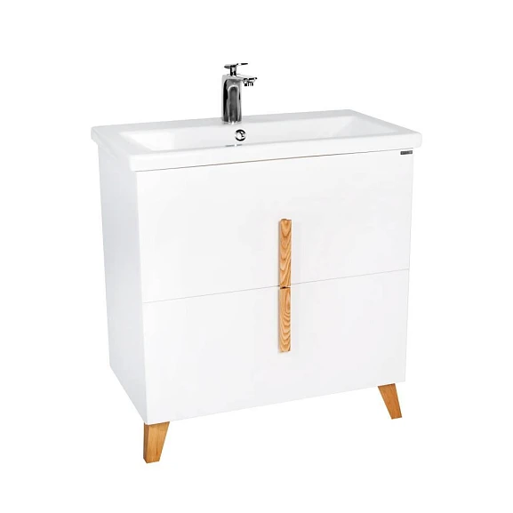 Тумба с раковиной Viant Мюнхен VMUN80COBEL-T2Y 80 с ящиками белая матовая (раковина Como 80)