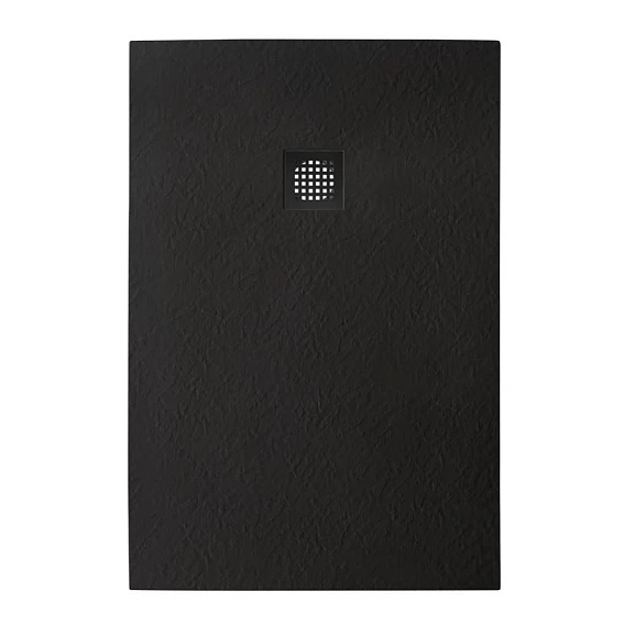 Душевой поддон BelBagno Uno 120*80*3,5 прямоугольный черный с сифоном и черной матовой декоративной накладкой