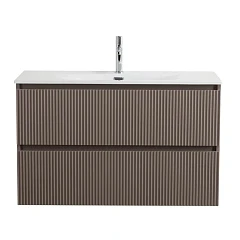 Тумба с раковиной BelBagno Uno 120 бежевая матовая с двумя ящиками