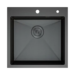 Кухонная мойка D&K 50*50 графит с дозатором и коландером
