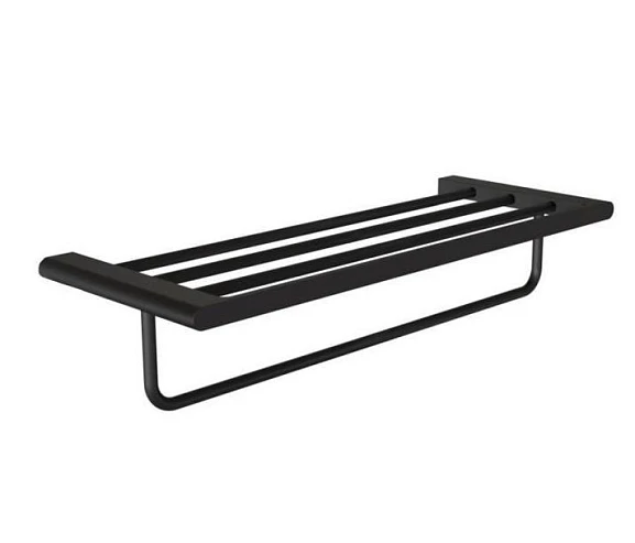 Полка для полотенец Knotlor Oval TR101BL с держателем черная матовая