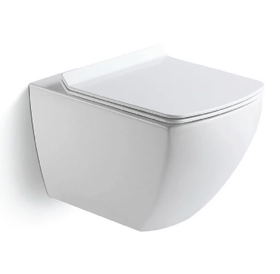 Подвесной унитаз Black & White Universe W-726 35*52 безободковый с крышкой-сиденьем микролифт Slim