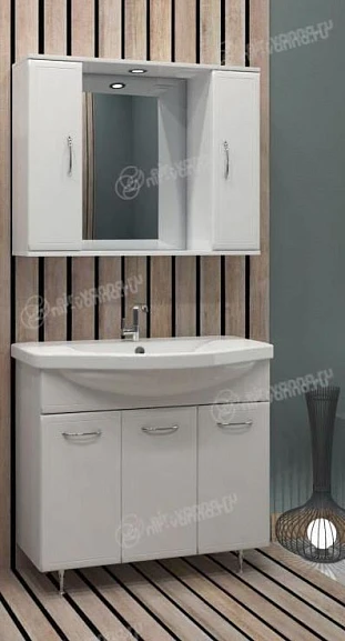 Комплект мебели Stella Polar Концепт 90 белый глянец с бельевой корзиной