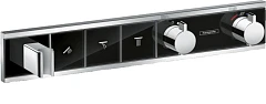 Внешняя часть для термостата Hansgrohe RainSelect 15356600 на 3 выхода хром/черный Внешняя часть для термостата Hansgrohe RainSelect 15356600 на 3 выхода хром/черный