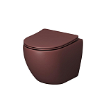 Подвесной унитаз Grossman Color GR-4455VIMS 36,5*49,5 бордовый матовый безободковый с крышкой-сиденьем микролифт Slim Подвесной унитаз Grossman Color GR-4455VIMS 36,5*49,5 бордовый матовый безободковый с крышкой-сиденьем микролифт Slim