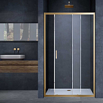 Душевая дверь в нишу Vincea Alpha 110*190 L/R профиль брашированное золото без поддона