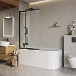 Душевая шторка на ванну BelBagno Luce LUCE-VF-11-80/145-C-NERO 80*145 профиль черный матовый L/R Душевая шторка на ванну BelBagno Luce LUCE-VF-11-80/145-C-NERO 80*145 профиль черный матовый L/R
